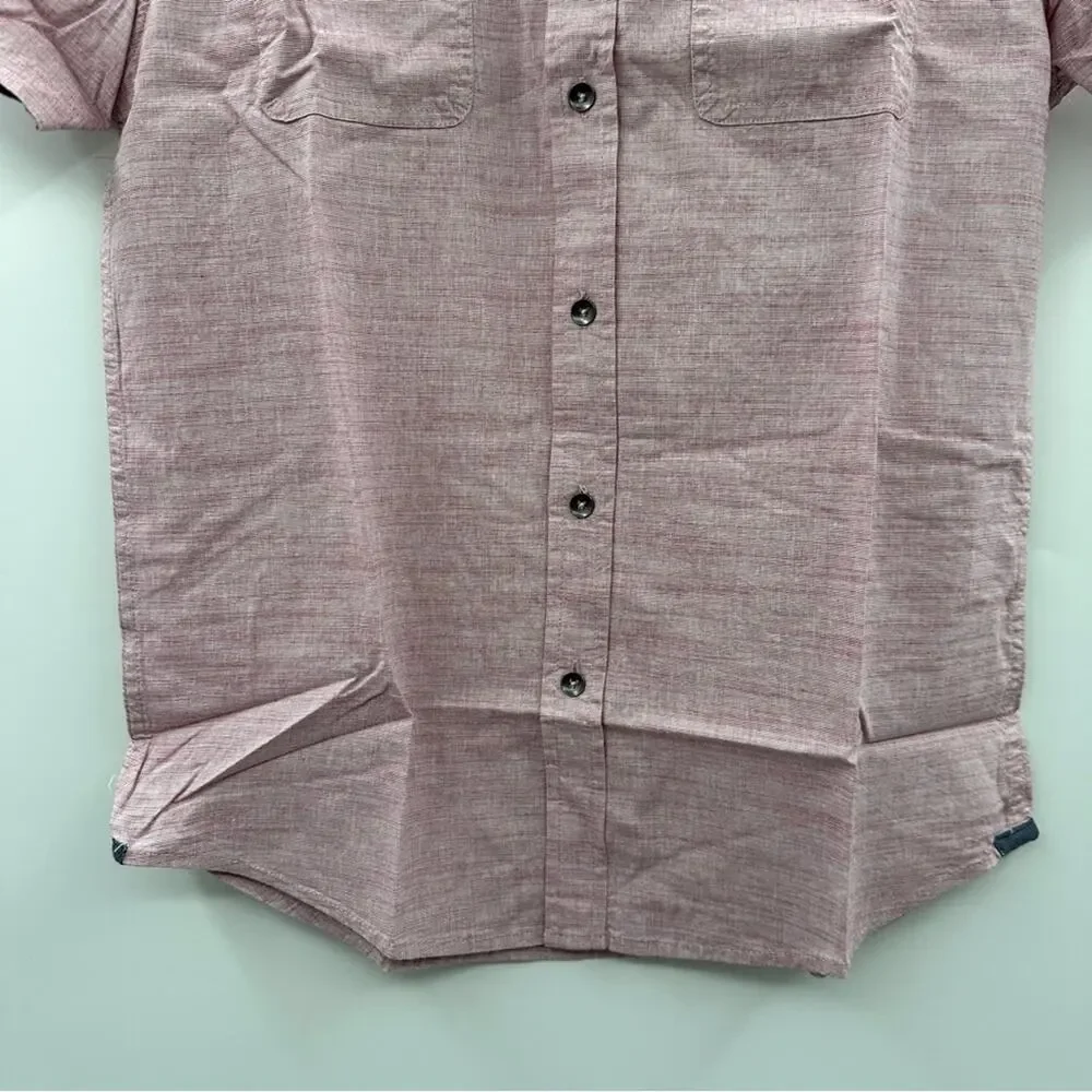 Flag & Anthem Mauve 100% Cotton Short Sleeve Button Down Shirt Sz S NEW‎